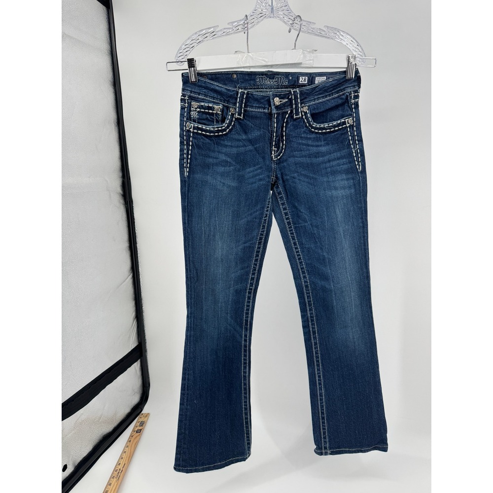 Miss Me Bradbury Bootcut Jeans Womens 28 Blue Crystal Embellished Flap Pocket - Picture 6 of 16